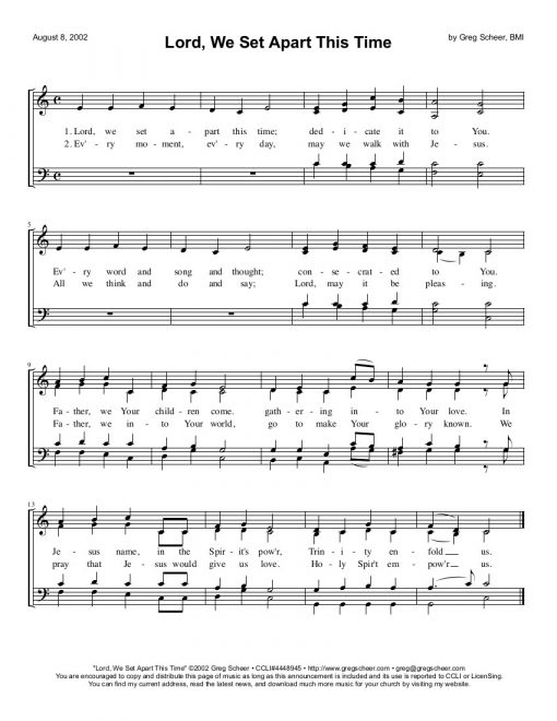 Lord, We Set Apart This Time