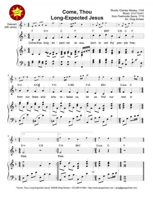 Come, Thou Long-Expected Jesus (STUTTGART)