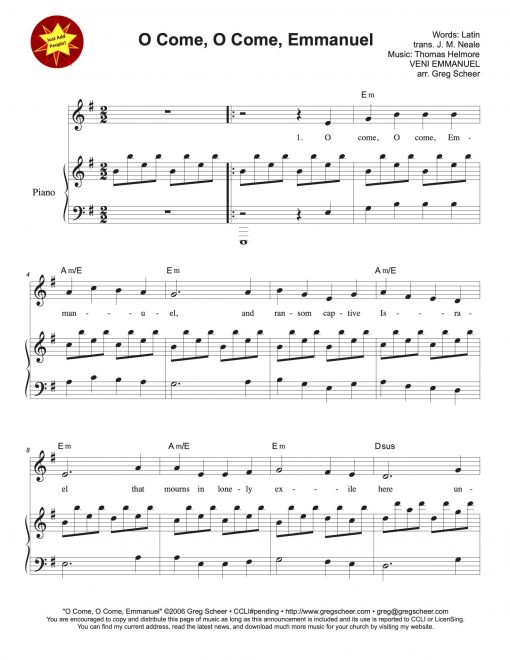 o_come_emmanuel-piano-justaddpeople O Come, O Come, Emmanuel (VENI IMMANUEL)