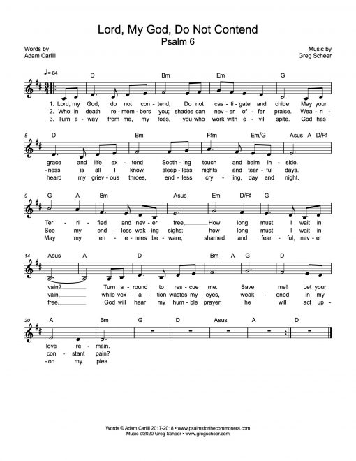 Psalm 6: Lord, My God, Do Not Contend
