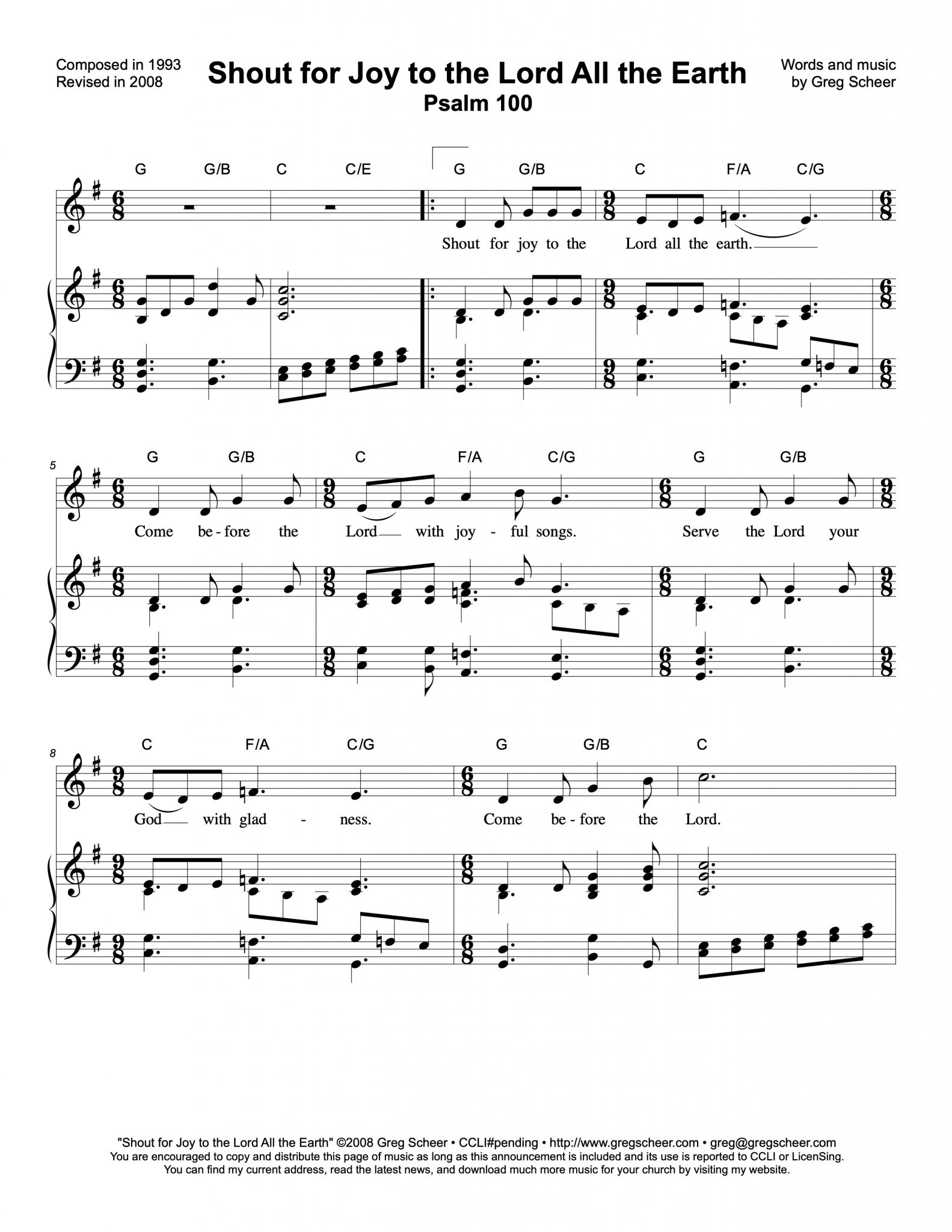 Psalm 100: Shout for Joy to the Lord All the Earth – Greg Scheer Music