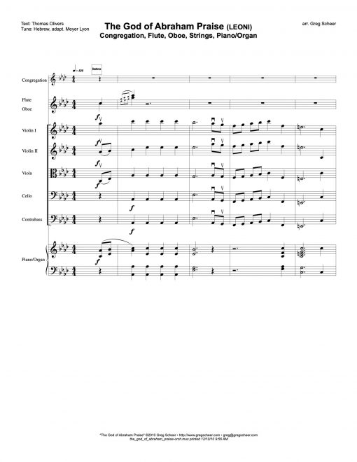 The God of Abraham Praise (LEONI) – chamber/full orchestra