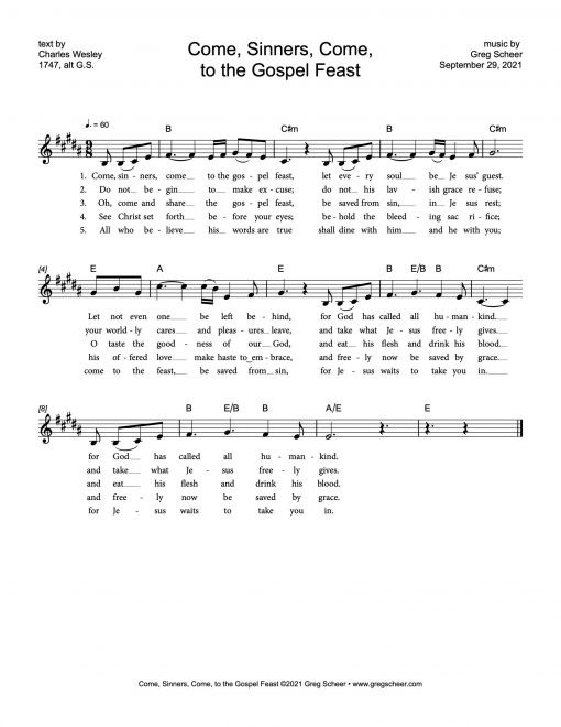 Come, Sinners, Come, to the Gospel Feast
