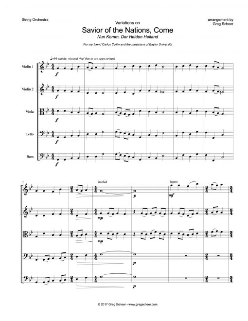 Savior of the Nations, Come (Nun Komm, Der Heiden Heiland) – string orchestra