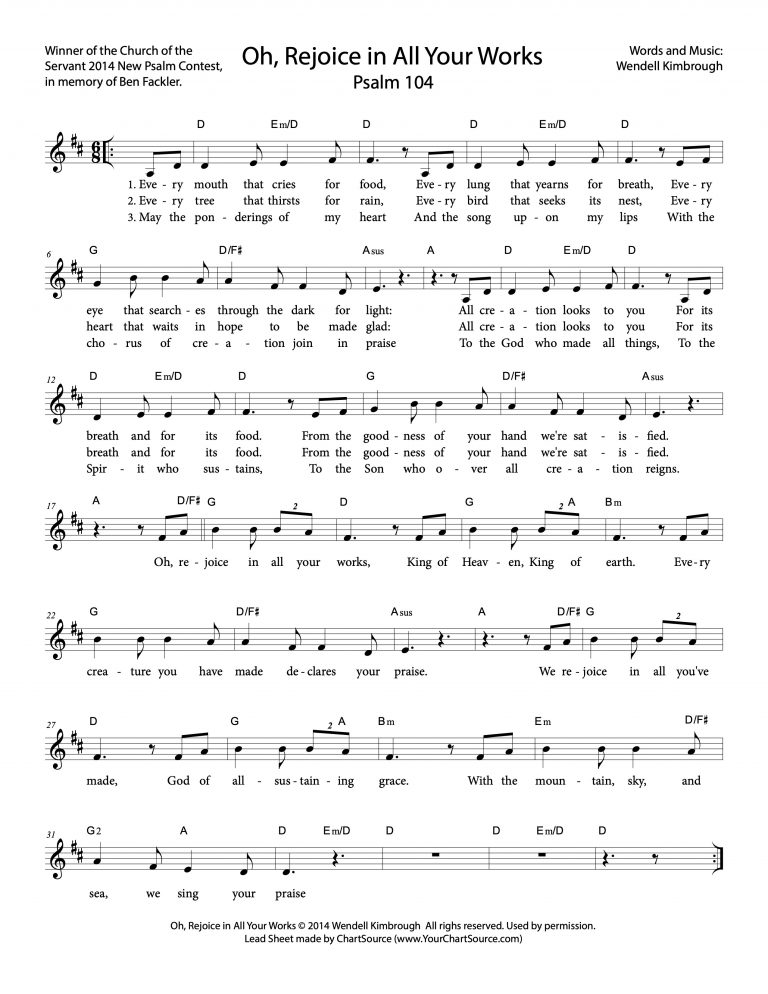 Psalm 104 Oh Rejoice In All Your Works Greg Scheer
