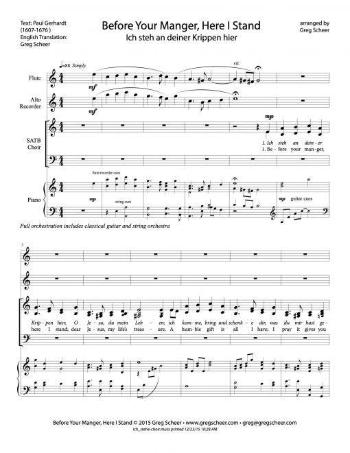 Before Your Manger, Here I Stand / Ich steh an deiner Krippen hier