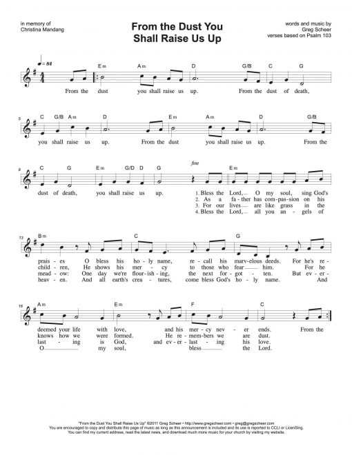 From the Dust You Shall Raise Us Up