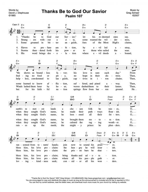 psalm_107-thanks_be_to_god-leadsheet-Gm Psalm 107: Thanks Be to God Our Savior