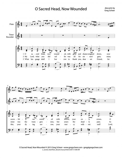 o_sacred_head-descants O Sacred Head (PASSION CHORALE) – descants