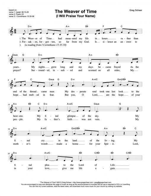 The Weaver of Time (I Will Praise Your Name)