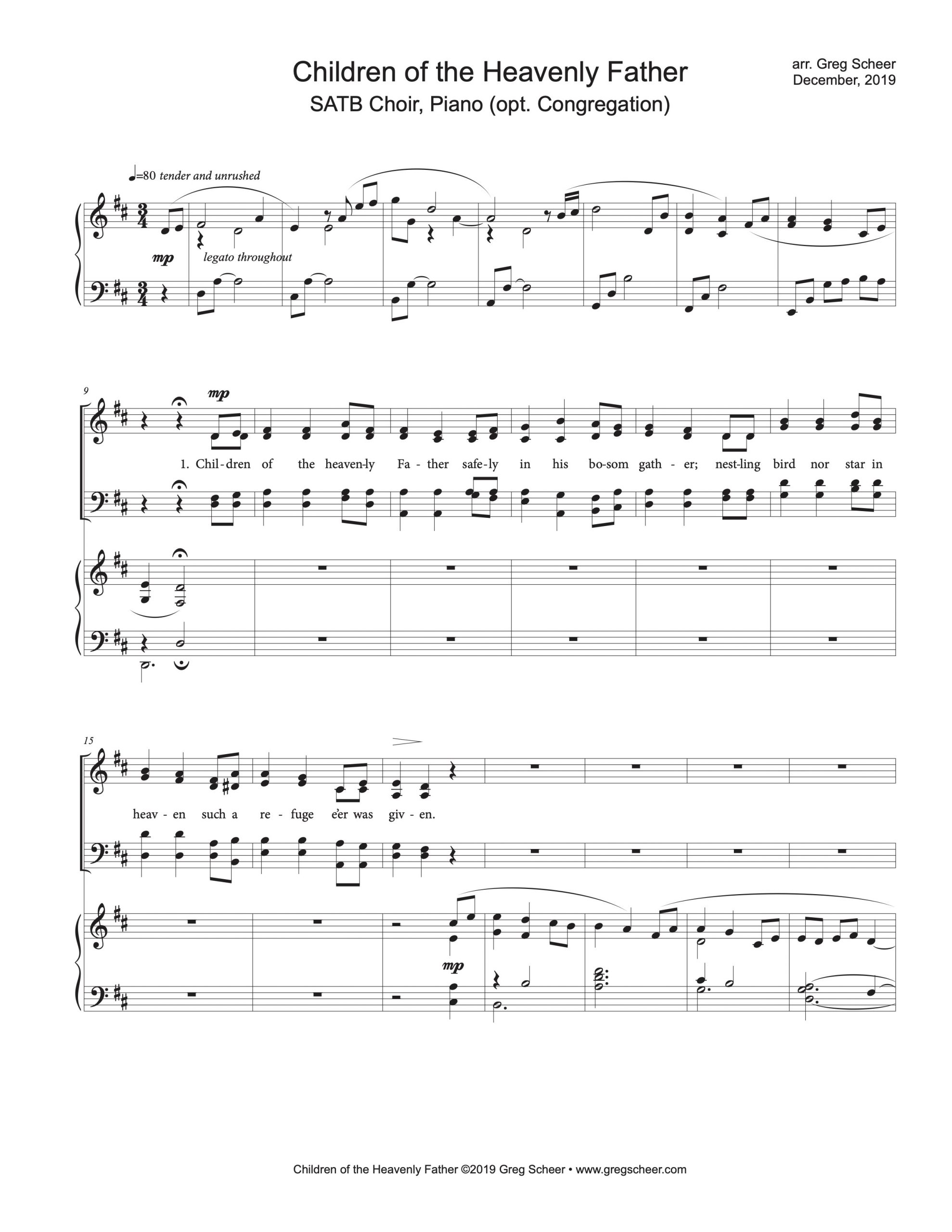 Free Choir Sheet Music – Children of the Heavenly Father – Michael Kravchuk