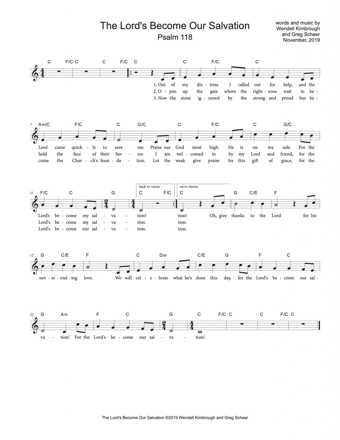 Psalm 118 The Lord’s Our Salvation Greg Scheer