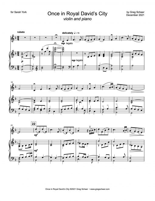 Once in Royal David's City (IRBY) – violin or cello