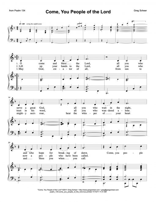 Psalm 134: Come, You People of the Lord