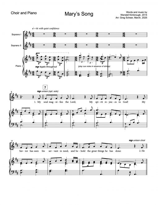 Mary's Song (Our King of Peace) – children's choir (opt. strings)