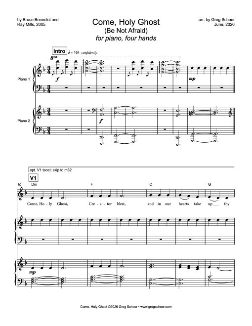 come_holy_ghost-piano_four_hands - Full score Come, Holy Ghost (Be Not Afraid)